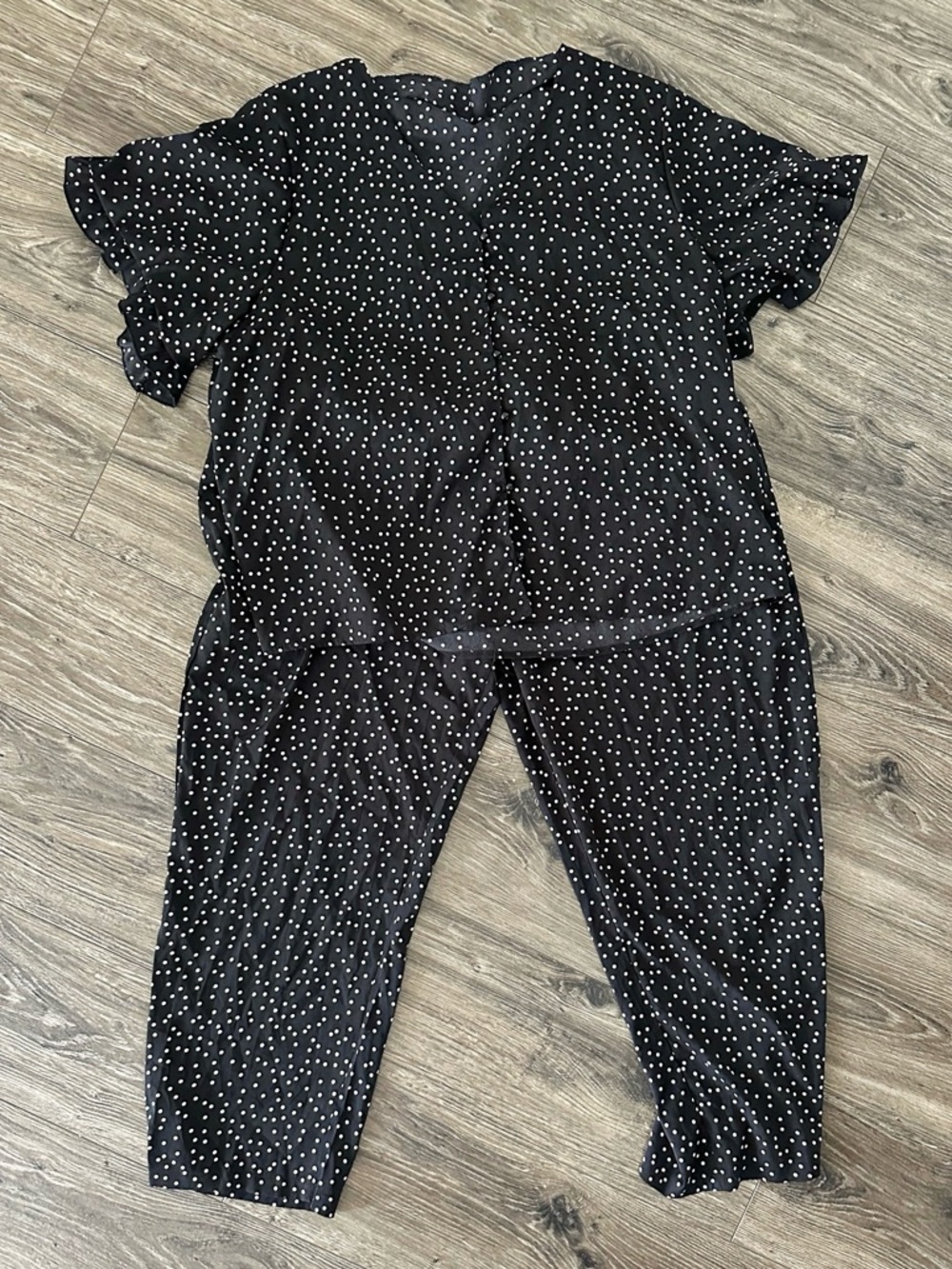 SHEIN Black and White Polka Dot Short-Sleeve Pajama Set